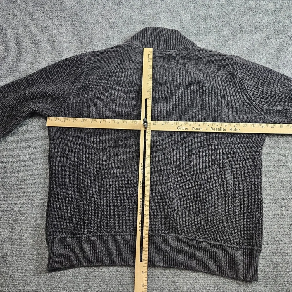 Eddie Bauer Full Zip Cardigan Mens Large‎ Gray Ribbed Knit Dark Academia Grandpa - Picture 7 of 9